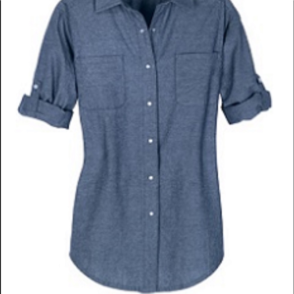 Women’s chambray button down denim shirt New sz S